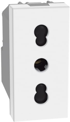 BTICINO MatixGO Prise de courant double pas standard italienne 1 module Blanc SJW4180F Prise 2P+T 16 A 250Vac, entraxe 19 mm et 26 mm
