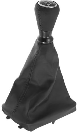 TUCKBOLD Schaltknauf mit Abdeckung für Peugeot 206 | Schaltgetriebehebelknopf Schwarz mit schwarzen Nähten aus Kunstleder 1 Stück