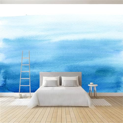 Papier Peint Panoramique Bleu Dégradé 400 x 280 cm Papier Peint Intissé Mural, Poster Geant Mural Impression 3D, pour Salon Chambre d'enfants restaurant Décoration Murale