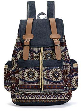 Ruarby Damen-Rucksack, Vintage, Ethno-Stil, Bohemian-Rucksack, Schultasche, Tagesrucksack für Studenten