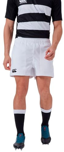 Canterbury Men's Players Drill Shorts | Rugby Shorts | CCC Logo Gym Shorts, White, S