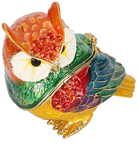 ZPSHYD Schmuckkästchen mit Eulen-Ornament, Kristall-Eule, Schmuckhalter, tragbarer Aufbewahrungs-Organizer für Heimdekoration, Kunsthandwerk, einzigartiges Geschenk