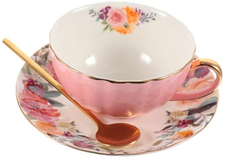 Garneck Ensemble De Tasses Avec Soucoupe 200 Ml Tasse À Latte Vintage En Porcelaine Anglaise Pour Café Et Thé