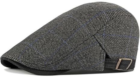 Rayson Cappelli Uomo Berretto Piatto in Cotone Adjustable Vintage Cappello Uomo Elegante Coppola Retro Classico Beret a Forma di Reticolo(Nero)