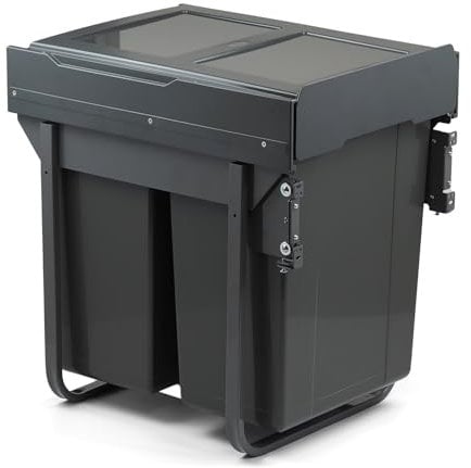 Handle & Home 450mm Kitchen Cupboard Bin Door Fix 2 x 30L Integrated Pull Out Waste Recycling