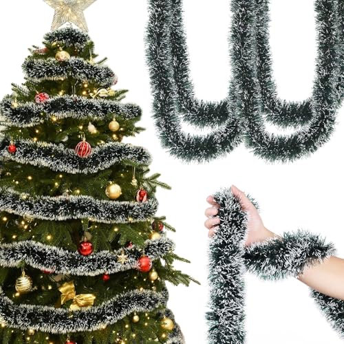 Guirnalda Abeto Navidad, 5pcs 2m Guirnalda de Oropel de Navidad, Brillante Guirnalda Oropel, Guirnalda Espumillón de Navidad, Oropel de Navidad Decoración Colgante, Oropeles de Navidad Espumillón