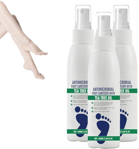 YQQYMBD Spray desinfectante para pies con Aceite de árbol de té Suero para el Cuidado de pies y uñas Spray para pies con Aloe Vera Spray antiolor y humectante para pies Secos y agrietados