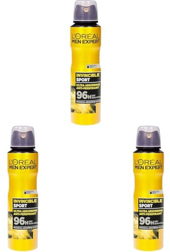 L'Oréal Paris Men Expert Invincible Sport 96H Spray Deodorant, 150 ml (Packung mit 3)