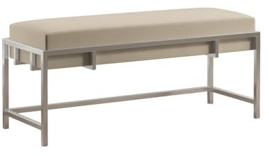 Bettso - Elegante Sitzbank LAMO - Polsterbank mit Metalbeinen - Moderner Bettbank - Garderobenbank - Sitzhocker Wohnzimmer, Schlafzimmer, Flur - Metalfarbe Chrom - Stofffarbe Dunkelbeige - 100x35x45cm