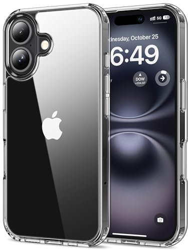 HOOMIL Case for iPhone 16, Non-Yellowing, Drop Protection, Anti-Scratch Transparent Hard Back Phone Cover - Crystal Clear