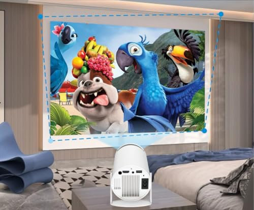 Mini Projector HY300 PRO VERSION - Upgraded! WIFI 6 and Bluetooth, 4K 1080P Support Portable Projector 180° Rotatable 130'' Screen Movie Projector Auto Keystone Compatible for Laptop, PC, Smartphone