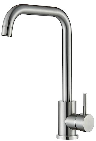 Kitchen Taps Stainless Steel Hevenaov Kitchen Sink Taps Mixer with 360° Swivel Spout, Single Lever Mixer Tap for Kitchens Brushed Nickel 1 Hole