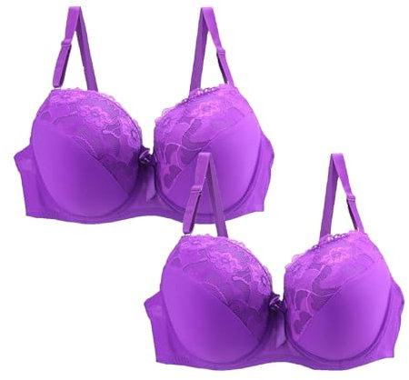 DFSDJEUW Biggest Discount Deals Prime 2 Pack Bras for Women Plus Size Push Up Underwire Comfort Wireless Seamless Multipack Bralette Sexy Padded Lace Bras Soft Full Blue Strapless Bra Sky Blue 42E