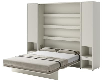 Friderik Bed Concept BC-012 Wandklappbett Vertikal Schrankbett mit Matratze, 160x200 cm + 2X Vertikalschrank BC-07 (Kaschmirfarbe)