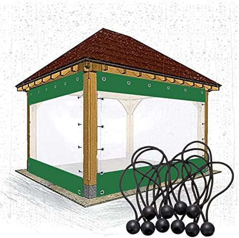 AFGZQ Rideau de Bâche Transparent Extérieur, Panneau Imperméable Résistant Bâche PVC, avec Cordons Élastiques À Billes, for Pergola, Porche, Belvédère, Jardin (1.5x2.5m/4.92x8.2ft)