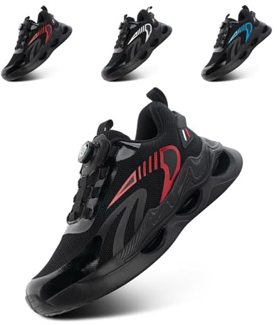 Hitmars Zapatillas de Running Hombre Deportivas Zapatos Ligero Zapatillas de Running Casual Transpirables Gimnasio Sneakers Deportivas Rojo 46 EU