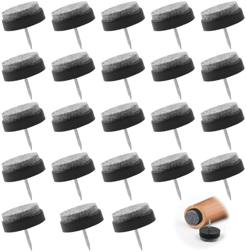 24Pcs Felt Pads for Furniture Feet, Furniture Pads Floor Protectors, Non Slip for Furniture Feet for Hardwood Floors, Nail in Chair Leg Floor Protectors with 4mm Thick, Diameter 22mm