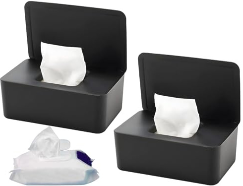 Caja para Toallitas Húmedas,2pcs Caja Toallitas Húmedas con Tapa,Dispensador Toallitas Humedas,Caja De Servilletas,Dispensador de Toallitas de Pañal Caja,Caja de Pañuelos,Caja de Servilletas con Tapa