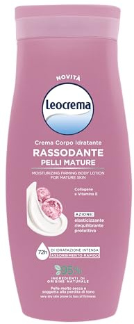 Leocrema Crema Corpo Rassodante, per Pelli Mature, con Collagene e Vitamina E, Crema Corpo Idratazione per 72 ore, 250ml
