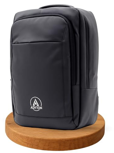 ADYTON -Mochila para Portatil de 13” -17.3 Impermeable Acolchada Antirobo – Mochila Oficina Hombre Mujer, Grande, para Trabajo, Universidad, Colegio, Viaje, Moto, Escolar, Negro, Laptop.