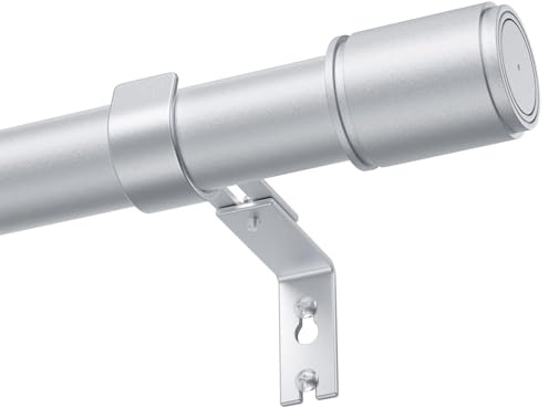 PeSenp Curtain Poles 77-140cm, 25mm Diameter Extendable Curtain Poles for Eyelet Curtains, Heavy Duty Silver Metal Curtain Rod with Adjustable Brackets, Ideal for Bedroom, Living Room, Door