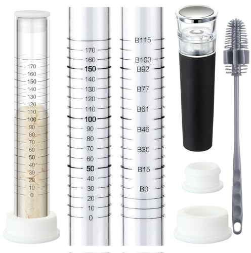 Yungyan Sourdough Jars Aliquot Jar Kit Fermentation Tracker, White | Sourdough Starter Tube Baking Supplies with Graduated Glass Tube Silicone Stopper Pump Cleaning Brush for Bread Proof Baking