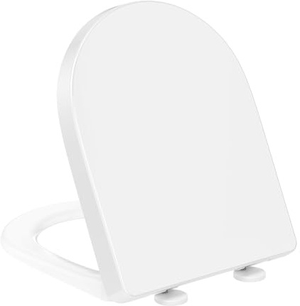 YEAUPE PRO Tavoletta WC Universale D Forma [LUNGO], Sedile WC Con Chiusura Ammortizzata e Funzione di Sgancio Rapido, 45 x 36,1 x 5 cm, incluso modello di installazione