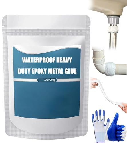 Waterproof Heavy Duty Epoxy Metal Glue,Professional Grade Adhesive,Weld Waterproof Epoxy Metal Casting Adhesive,for Metals Repairs,Plumbing Fixes,and Bonding Applications (White, 200g)