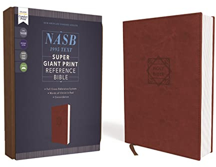 NASB, Super Giant Print Reference Bible (Font Size: 16.5-point), Leathersoft, Brown, Red Letter, 1995 Text, Comfort Print