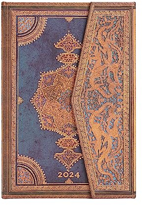 Paperblanks 12-Monatskalender 2024 Safavid Indigo Horizontal Mini (100 × 140 mm) (Italienisch)