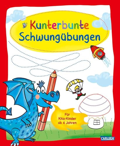 Kunterbunte Schwungübungen: Vorbereitung aufs Schreiben lernen mit bunten Ausmalbildern für Kinder ab 4 Jahren