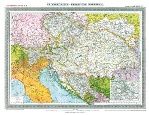 Historische Landkarte: ÖSTERREICHISCH-UNGARISCHE MONARCHIE, um 1908 [Plano-Reprint]: Carl Flemmings Generalkarten No. 22.