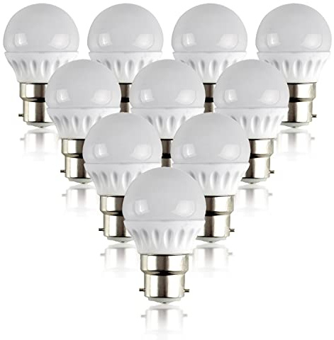 MiniSun | Pack of 10 4w LED BC B22 Golfball Energy Saving Long Life Light Bulbs [2700K Warm White] | Bulbs & Home Improvements Essential