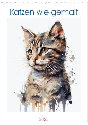 Katzen wie gemalt (Wandkalender 2025 DIN A3 hoch), CALVENDO Monatskalender