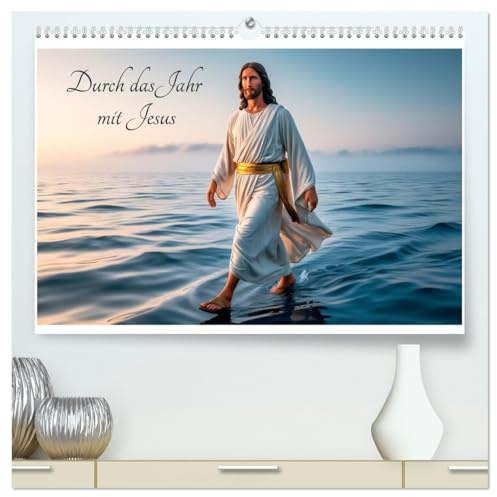 Durch das Jahr mit Jesus (hochwertiger Premium Wandkalender 2026 DIN A2 quer), Kunstdruck in Hochglanz: KI generierte Bilder mit Stationen in Jesus leben. (CALVENDO Glaube)