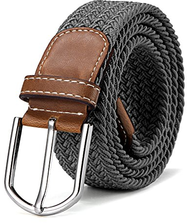 Stoffgürtel Stretchgürtel geflochten und elastisch Gürtel für Damen und Herren Länge 100 cm bis 130 cm grau