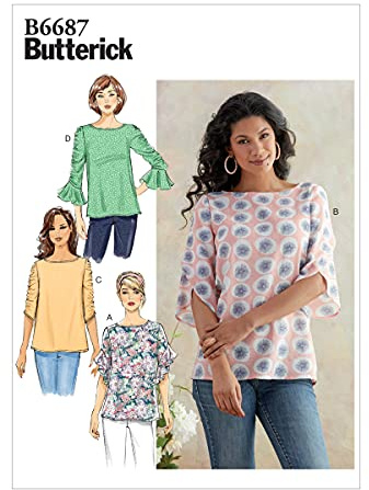 Butterick Pattern B6687 Misses' Top, White, Z (LRG-XLG)