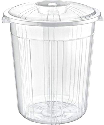 Clear Plastic Bin Rubbish Waste Recycling Dustbin Kitchen Dry Food Flour Storage Animal Feed Pet Dog Cat Bird Seed Container Box (70 Litre)
