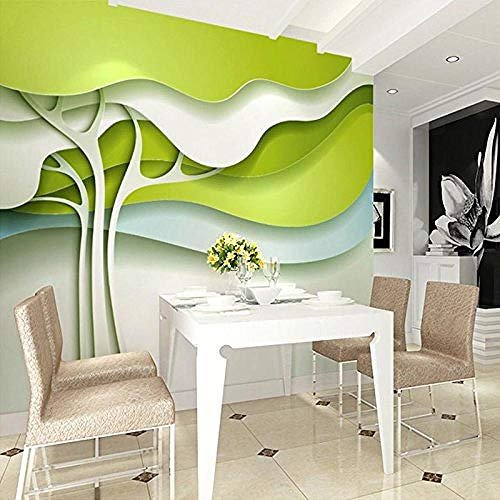 Papier peint 4D abstrait Motif arbre vert