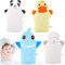 4 Stücke Baby Bade Handschuhe im Schönen Tierstil Gelber Enten Hai Panda Schaf Baumwolle Handtuch Sanftes Peeling für Baby Bade und Dusche