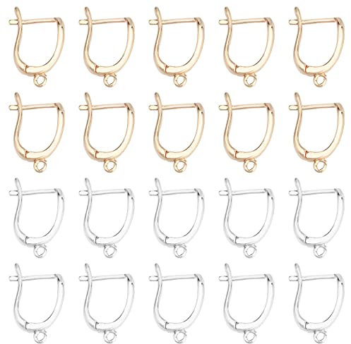 SUPERFINDINGS 20 Uds Ganchos Hipoalergénicos para Pendientes Pendientes de Aro de Latón Dorado Plateado con Lazo Abierto para Hacer Joyas de 17x13 mm