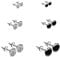 Bo Win 925 Sterling Silver Earrings 6 Pairs Silver Stud Earrings Black Earrings Small Sleeper Studs 4, 5, 6mm Womens Earrings Mens Earrings Studs Earrings for Women Girls Earrings for Men