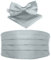 BomGuard Herren Kummerbund - Smoking 3er Set Schärpe Fliege Einstecktuch,silber