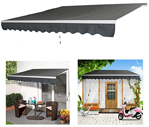 ACXIN Tenda da sole in alluminio, con manovella, impermeabile, colore grigio scuro (2,5 m x 2 m)