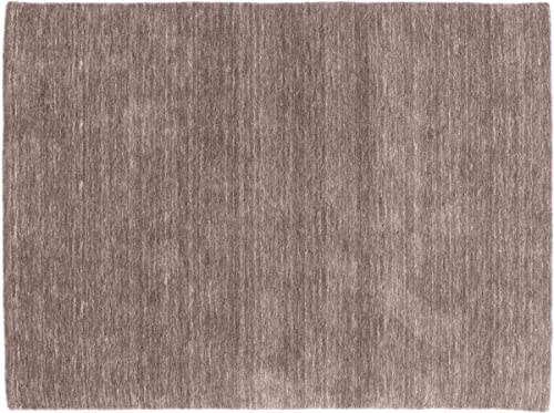 RUG PRINCE Wollteppich Gabbeh Uni 40x60 Handgewebt Grau Einfarbig Handarbeit Zimmer