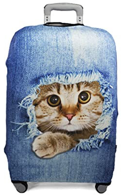PAYMA - Elastisch Kofferhülle, Reisegepäck. Kofferschutzhülle Futter für Koffer. Spaß und originelle Designs. Beschichtung zum Schutz vor Kratzern und Flecken. Größe: Kabine (S), Farbe: Katze