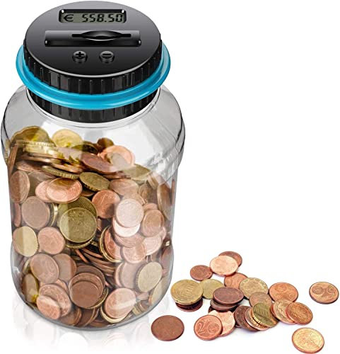 Tirelire Electronique, Numérique Tirelire EUR Compteur, Automatique Coin Comptant Money Box pour Enfants Et Adulte, 1,8L Tirelire avec écran LCD, Anniversaire Cadeau pour Enfants Et Adultes