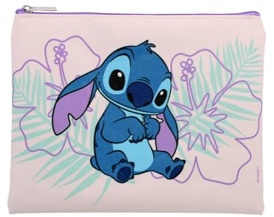 Disney – Estuche plano Stitch – Estuche viaje, colegio u oficina – Formato compacto 18,5 x 15 cm – Violeta – Regalo para niños, adolescentes y adultos – Accesorio oficial Lilo & Stitch
