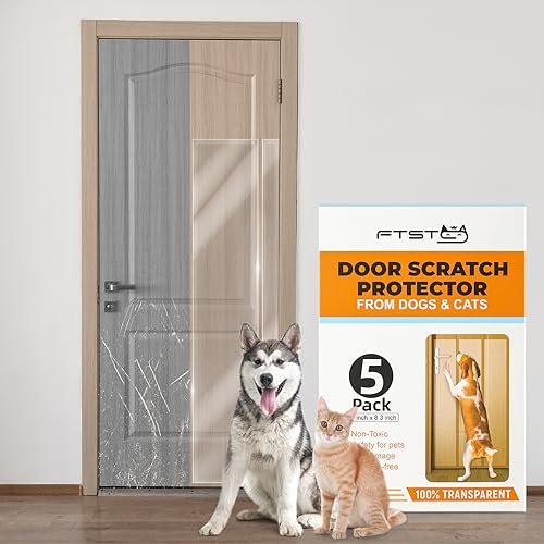 FTSTC 5-Pack Door Guard - 5 x 47'' x 8.3'' Cat & Dog Scratch Protector, Heavy Duty for Window Sill & Door Frame - Clear
