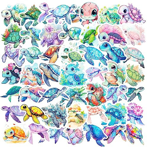 Blue Sea Turtle Stickers for Laptop (50 PCS),Gift for Children Teens Adults Girl Boys,Waterproof Stickers for Water Bottle,Turtle Vinyl Stickers for Scrapbook,Skateboard,Bike,Phone,Dairy